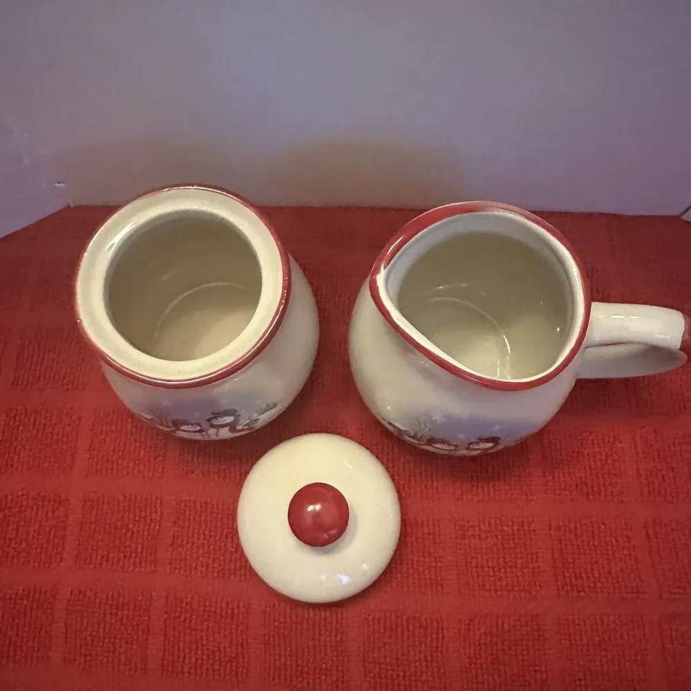 Vintage Royal Seasons 5pc Winter Wishes Table Set Snowmen Creamer Sugar Box